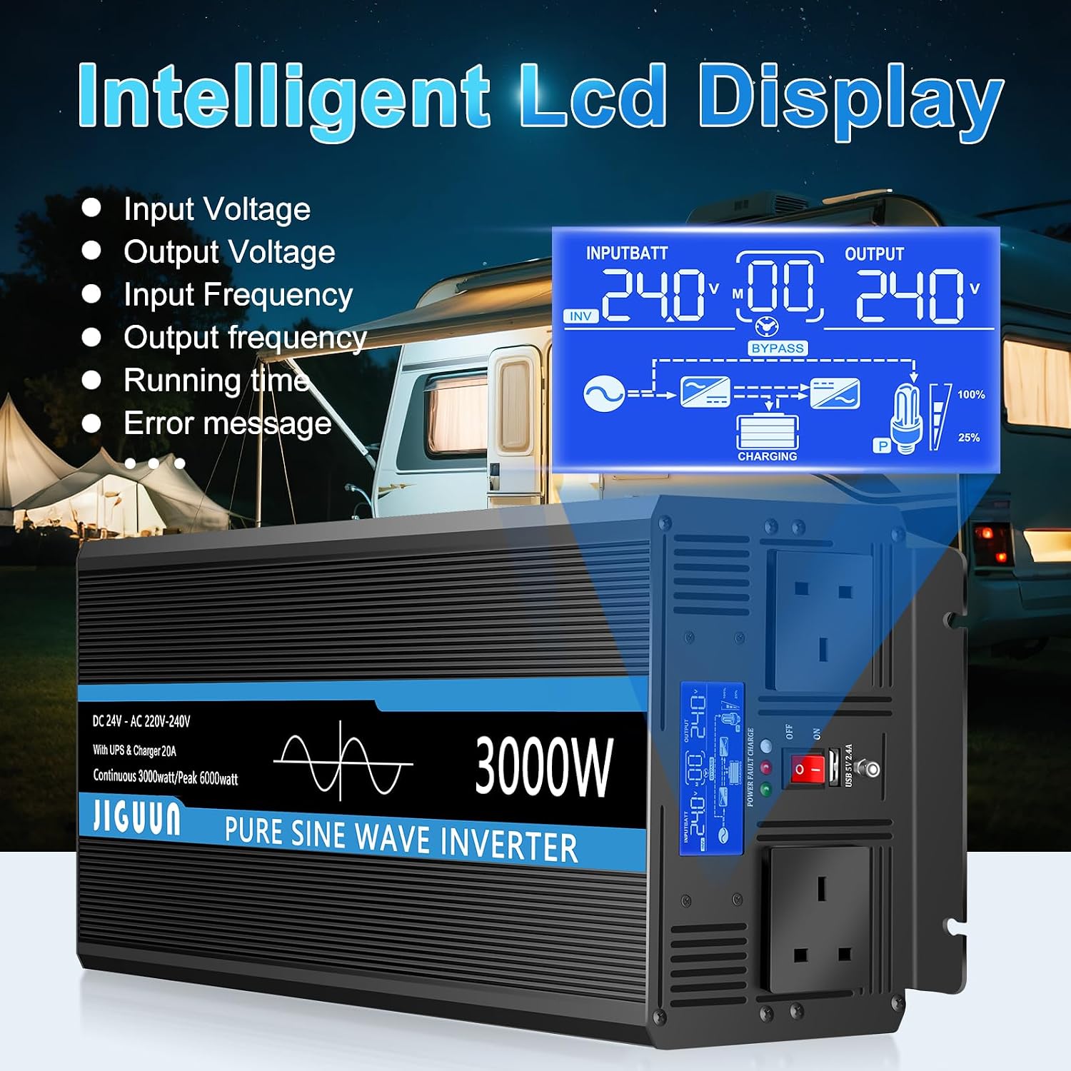 Thumbnail 4 de JIGUUN 3000W inverter 24V pure sine wave