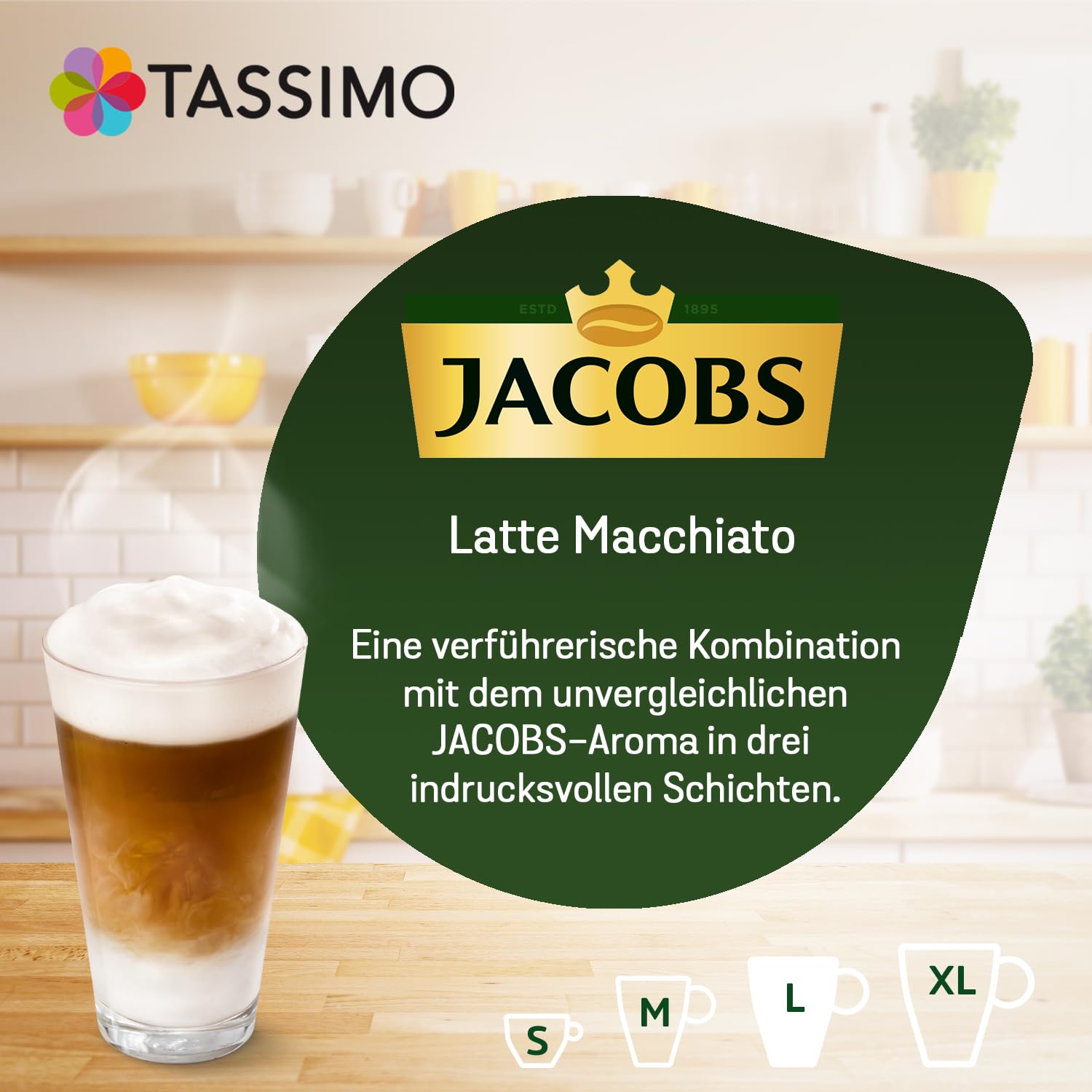 Detalle 2 de Tassimo Jacobs Typ Latte Macchiato Classico Kaffeekapseln, 40 Stück (5 x 8 Pads)