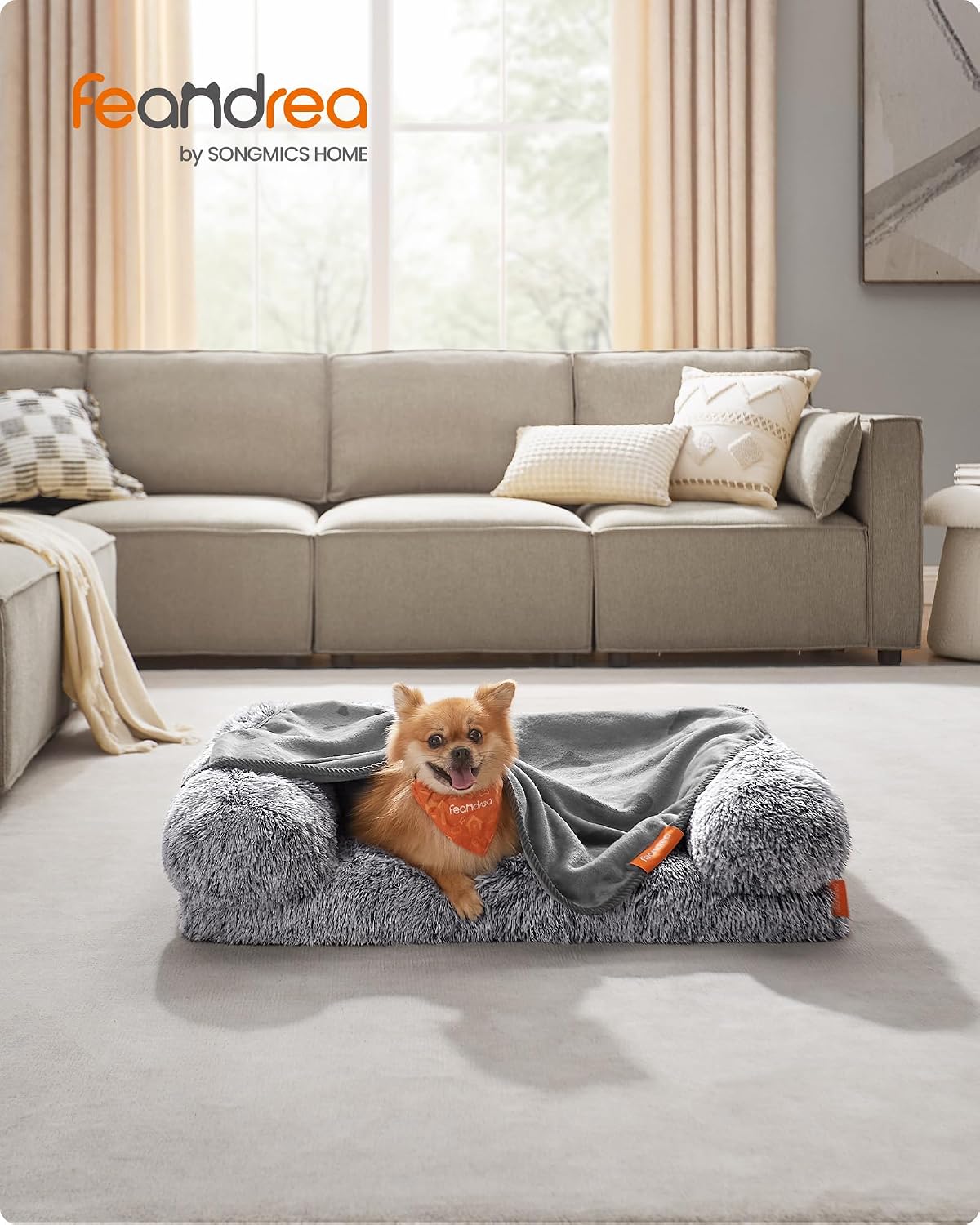 Detalle 2 de Feandrea Pet Blankets 3-Pack Dog Blankets (73 x 63 cm) in Slate Grey, Washable flannel for cats & small dogs