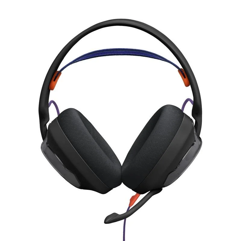 Detalle de JBL Quantum 250: auriculares gaming con cable, micrófono y cancelación de ruido en negro