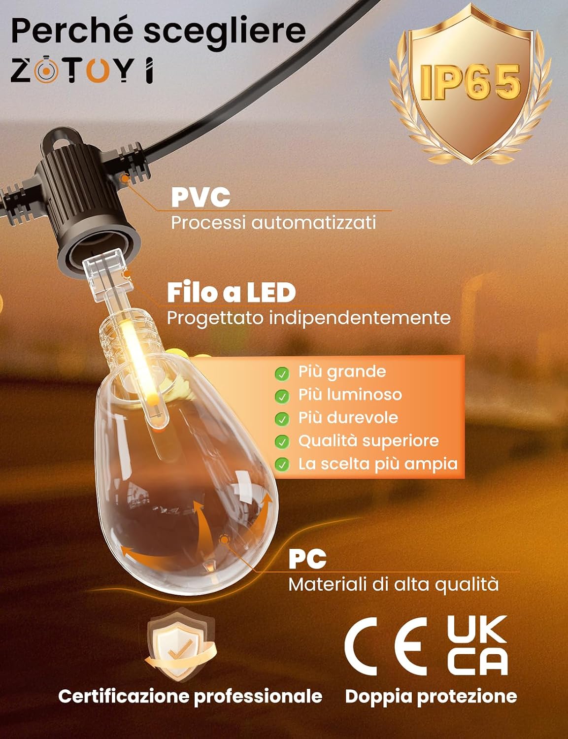 Detalle de ZOTOYI 120FT Catena luminosa LED da esterno IP65 🎄