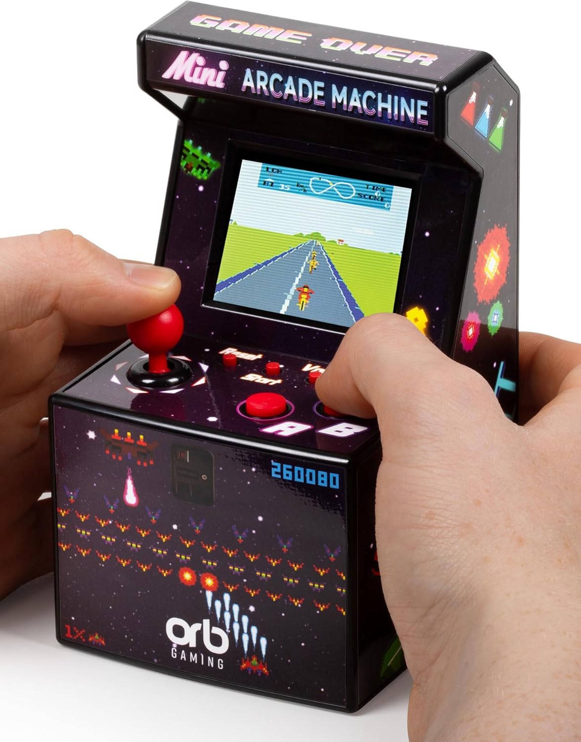 Detalle de Thumbs Up Orb Gaming Mini Arcade Machine with 240 built-in 8-bit games and 2.5-inch full-colour screen