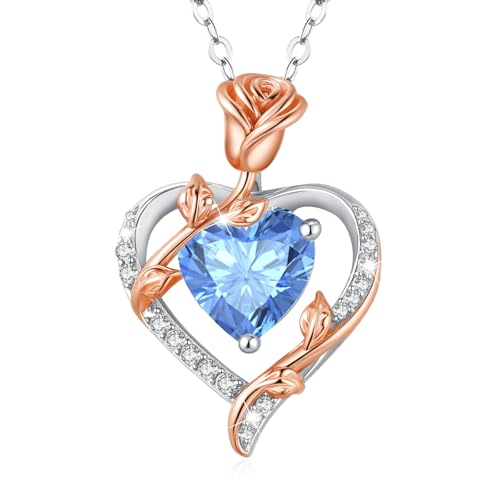 Detalle de MISUMOR Collar Mujer con Colgante de Corazón Rosa – Regalo Original para Ella
