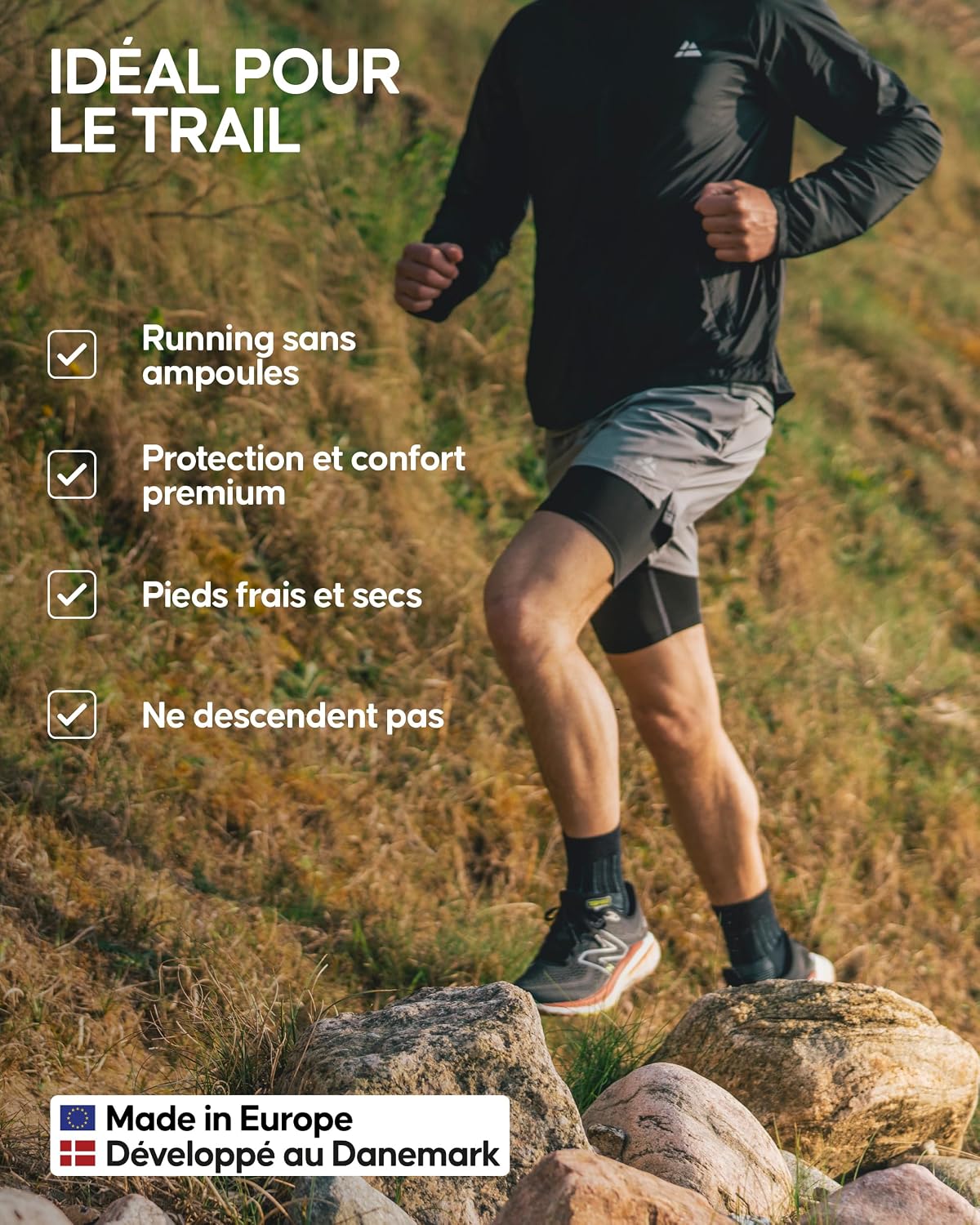 Detalle de DANISH ENDURANCE Chaussettes de cyclisme en laine mérinos thermiques (lot de 2) pour homme et femme