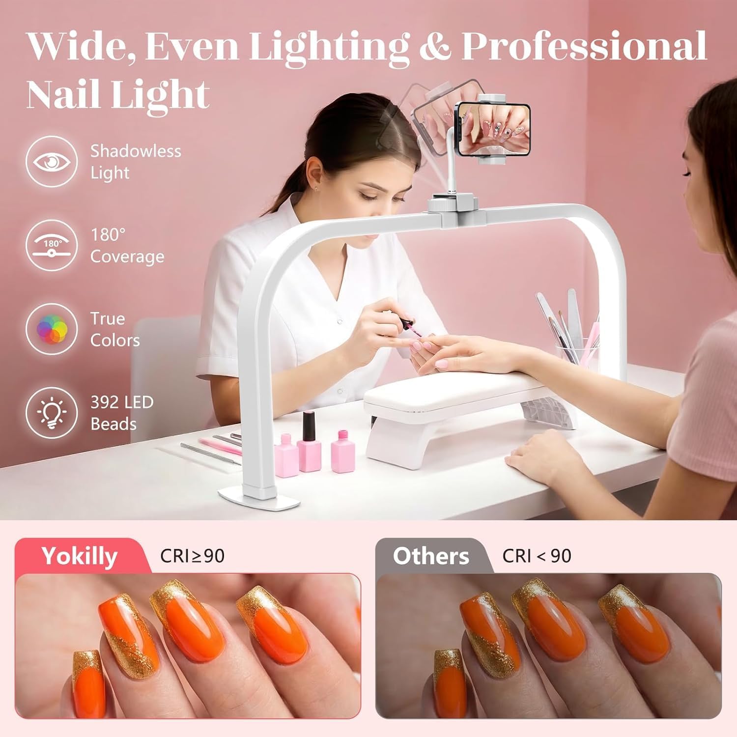 Detalle 2 de Yokilly F-700C 29-Inch Half Moon Nail Desk Lamp with 3 Color Modes