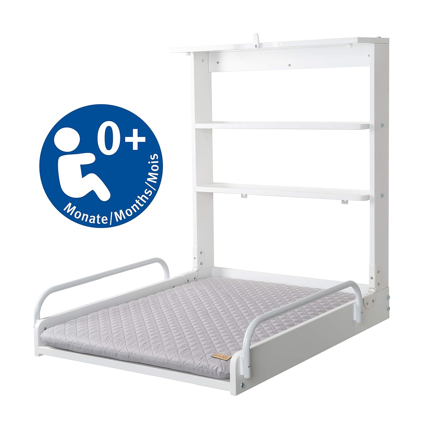 Thumbnail 2 de roba Wandwickeltisch + Wickelauflage roba Style grau – Klappbarer Wickeltisch für die Wand, 99×55×82,5 cm