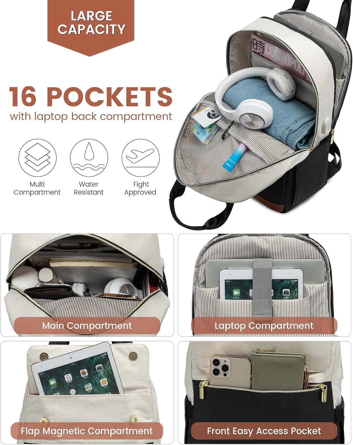 Detalle de LOVEVOOK 17.3 Inch Laptop Backpack for Women