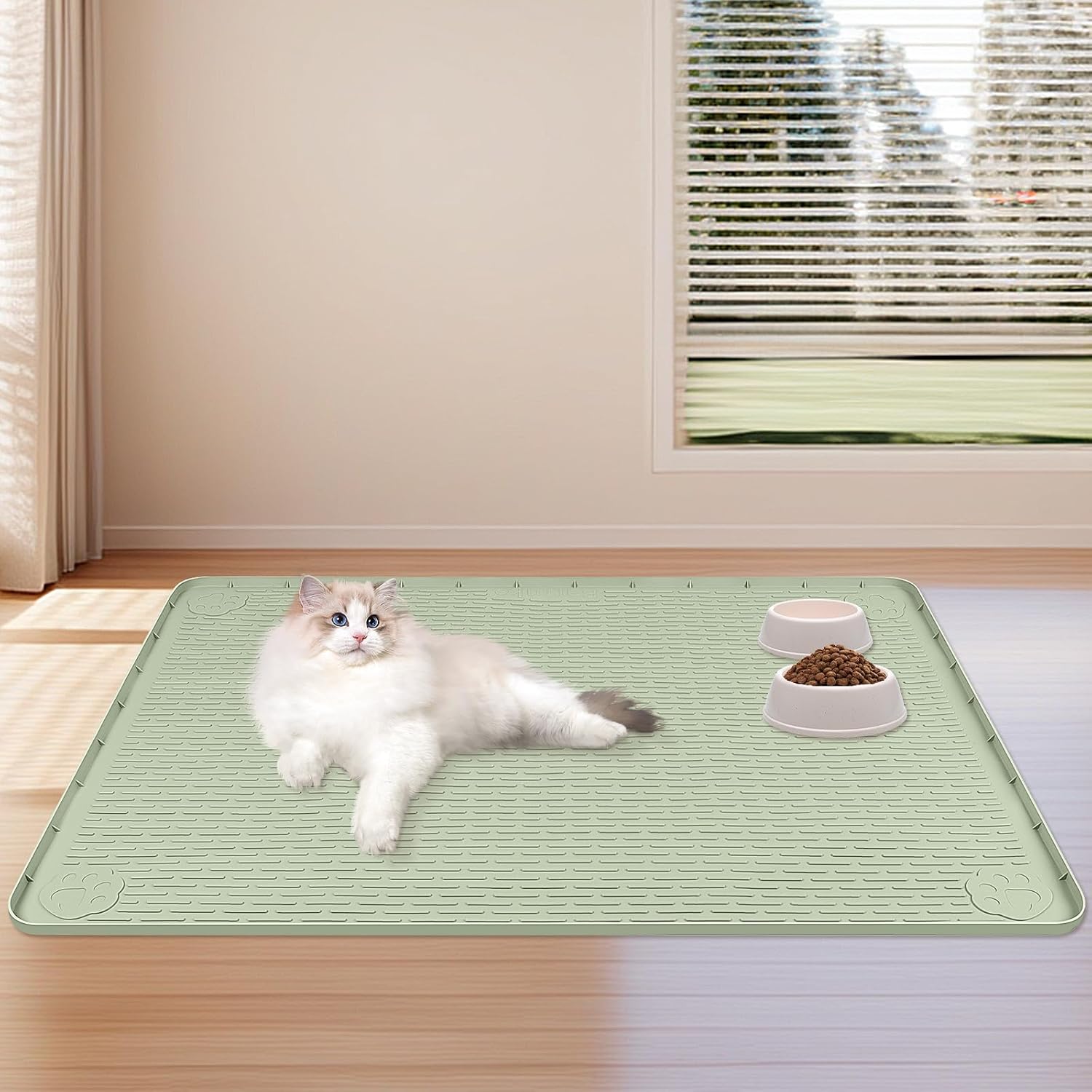 Thumbnail 6 de Bartuke Dog Bowl Mat 40x28in Large Silicone Feeding Mat with Raised Edge