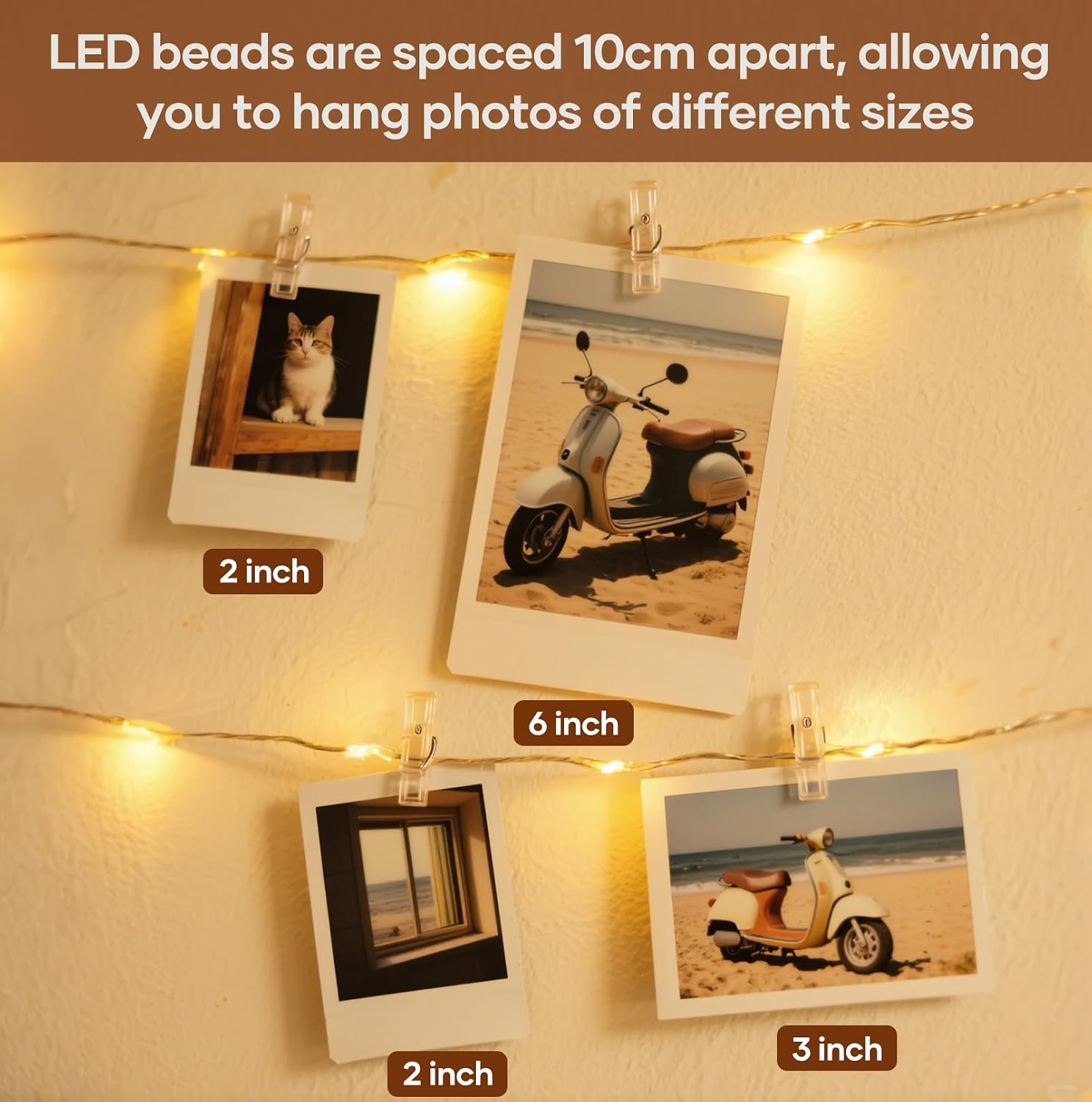 Thumbnail 3 de Hoteril Luci per Foto – 12M Lucine LED decorative per camere con filo di rame e 60 clip trasparenti