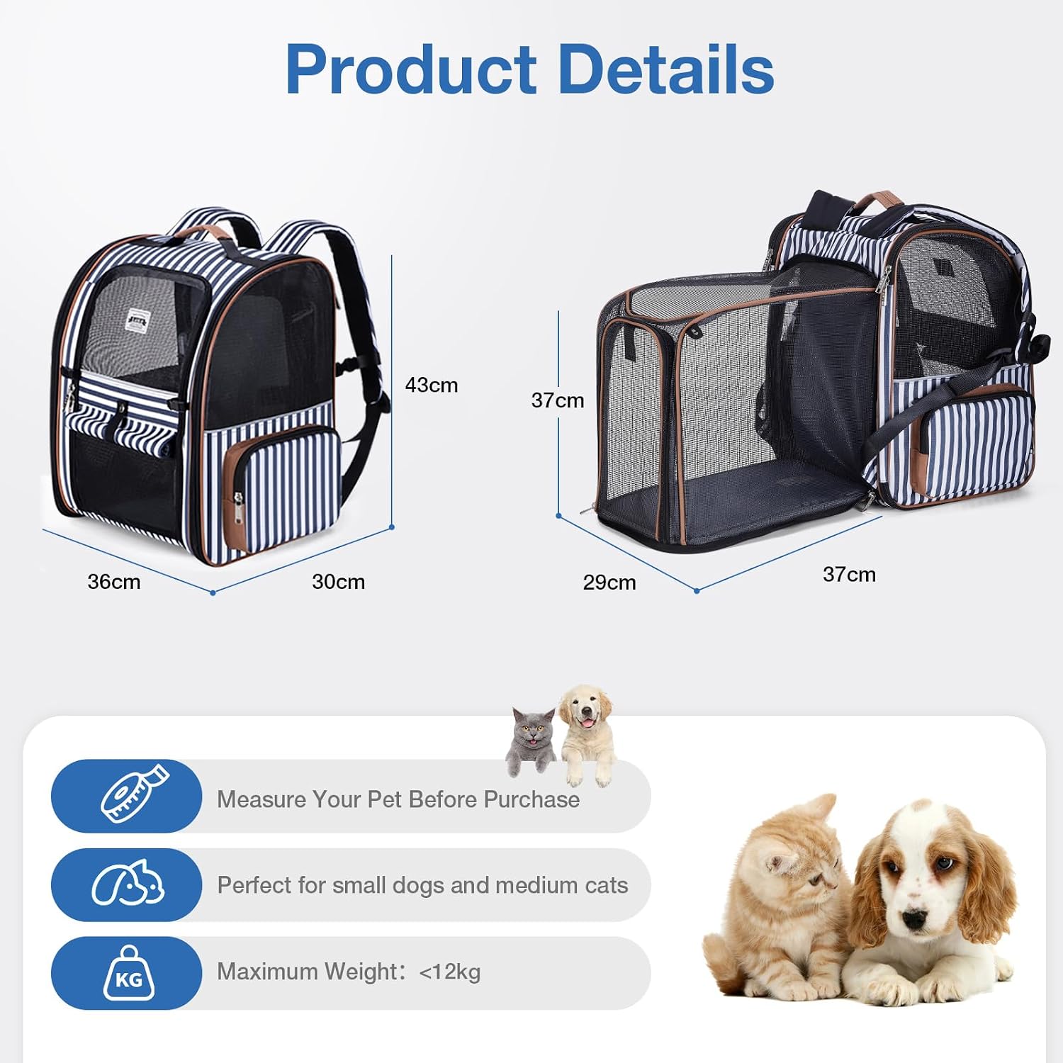 Detalle 2 de Lekespring XL Haustierrucksack für Hunde bis 12kg