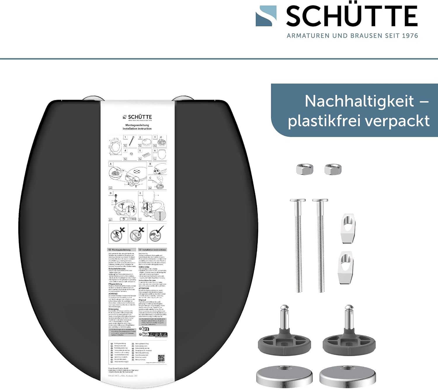Thumbnail 5 de Siège de WC Schütte avec abaissement automatique – Duroplast, noir, capacité 250 kg