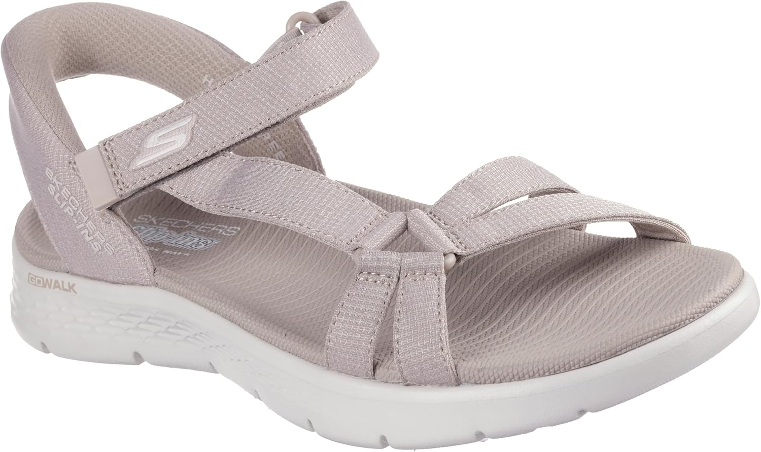 Detalle de Skechers Mujer Go Walk Flex Sandal Illuminate Slip-In Taupe Textile (38 EU)