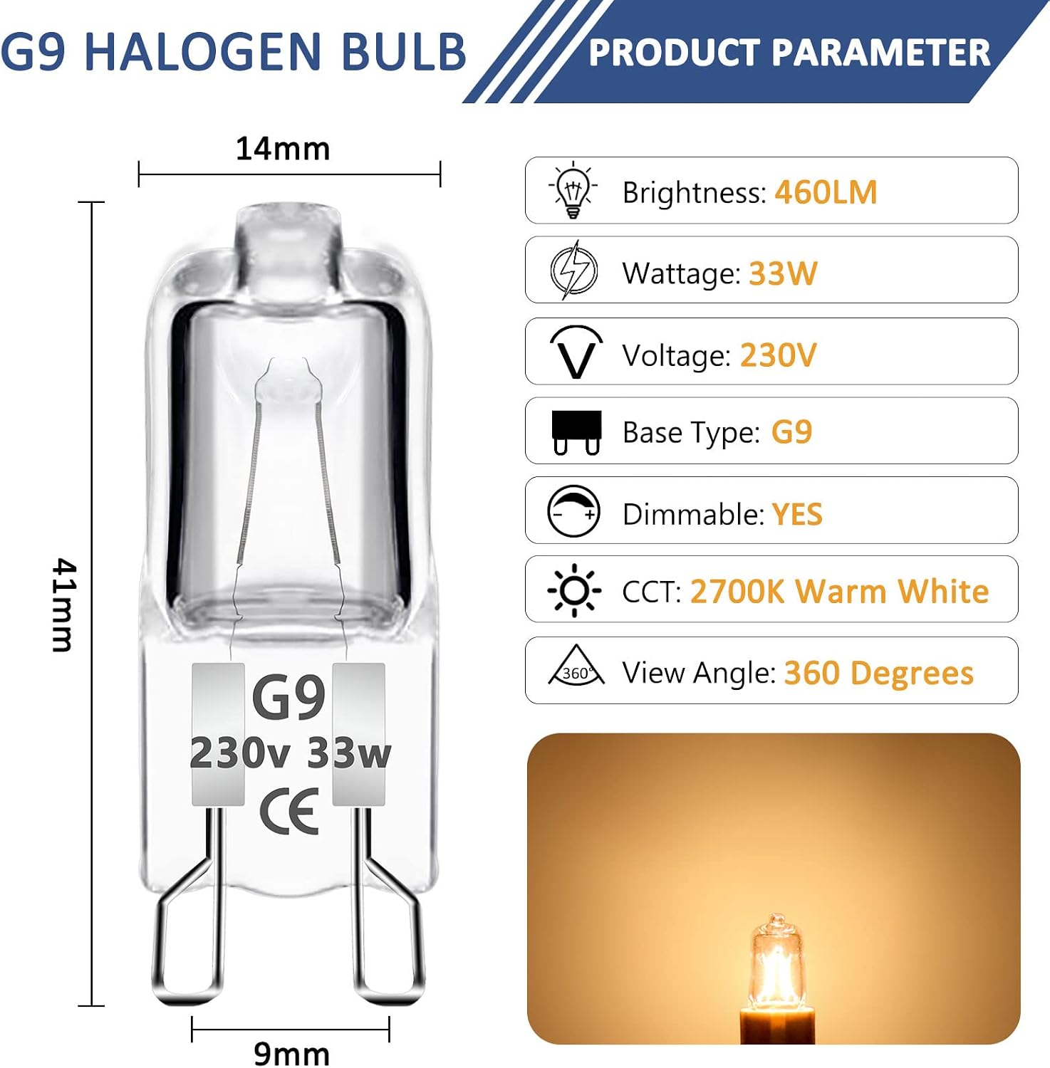 Detalle 2 de Caldarax G9 33W Halogenlampe 460 lm