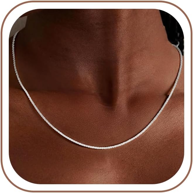 Detalle de SLOONG Silber Raupen Kette 925 Damen – 2 mm Silberkette, 41/46/51/56 cm, ohne Anhänger