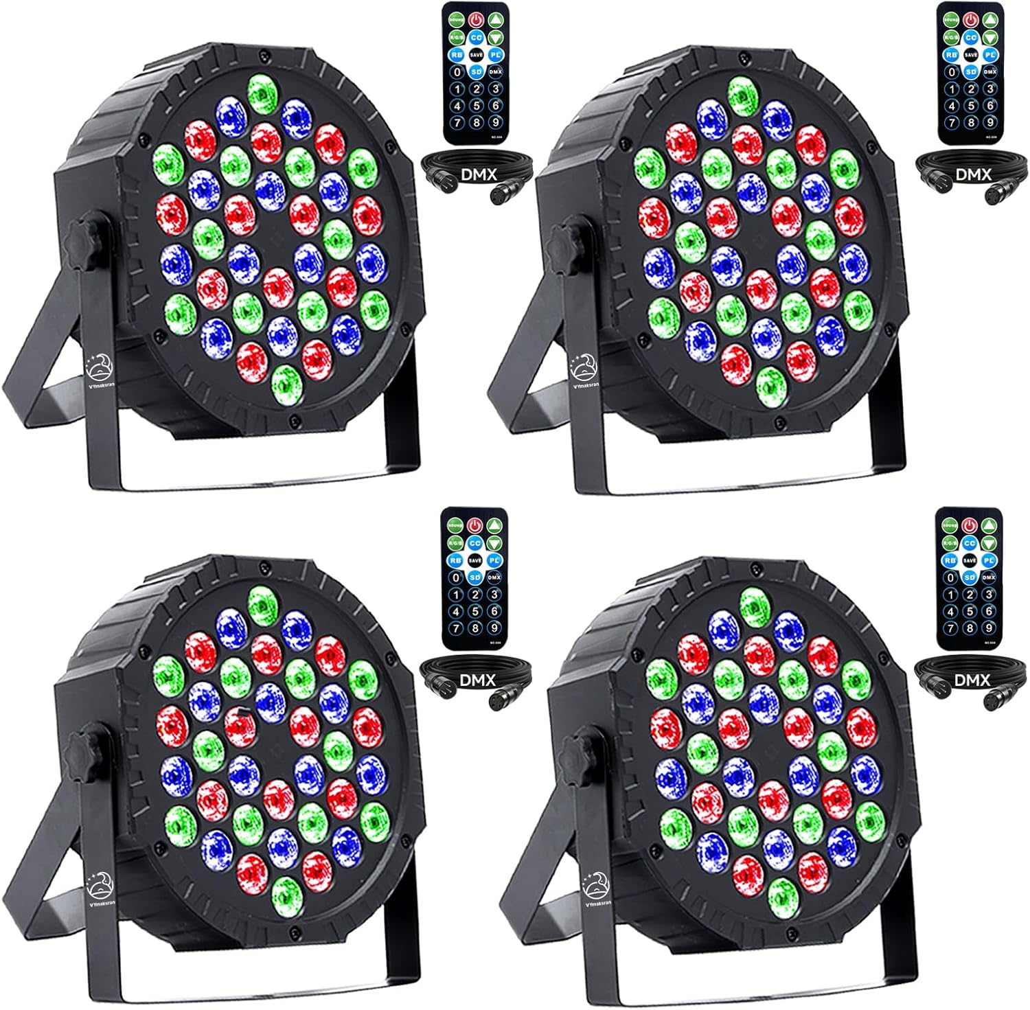 Detalle de VYmaksran LED Par Strahler 36 LED RGB – 4er Set mit DMX512, Fernbedienung und Soundaktivierung