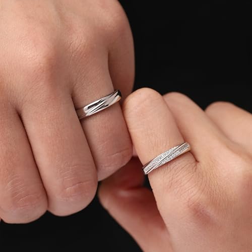 Detalle de Meissa Anello coppia Argento 925 – Anello di fidanzamento regolabile