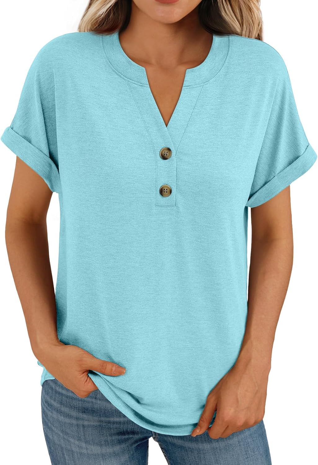 Thumbnail 6 de AUTOMET Women’s Short Sleeve Henley Shirts — Soft & Breathable Henley Dressy Casual Summer Tops