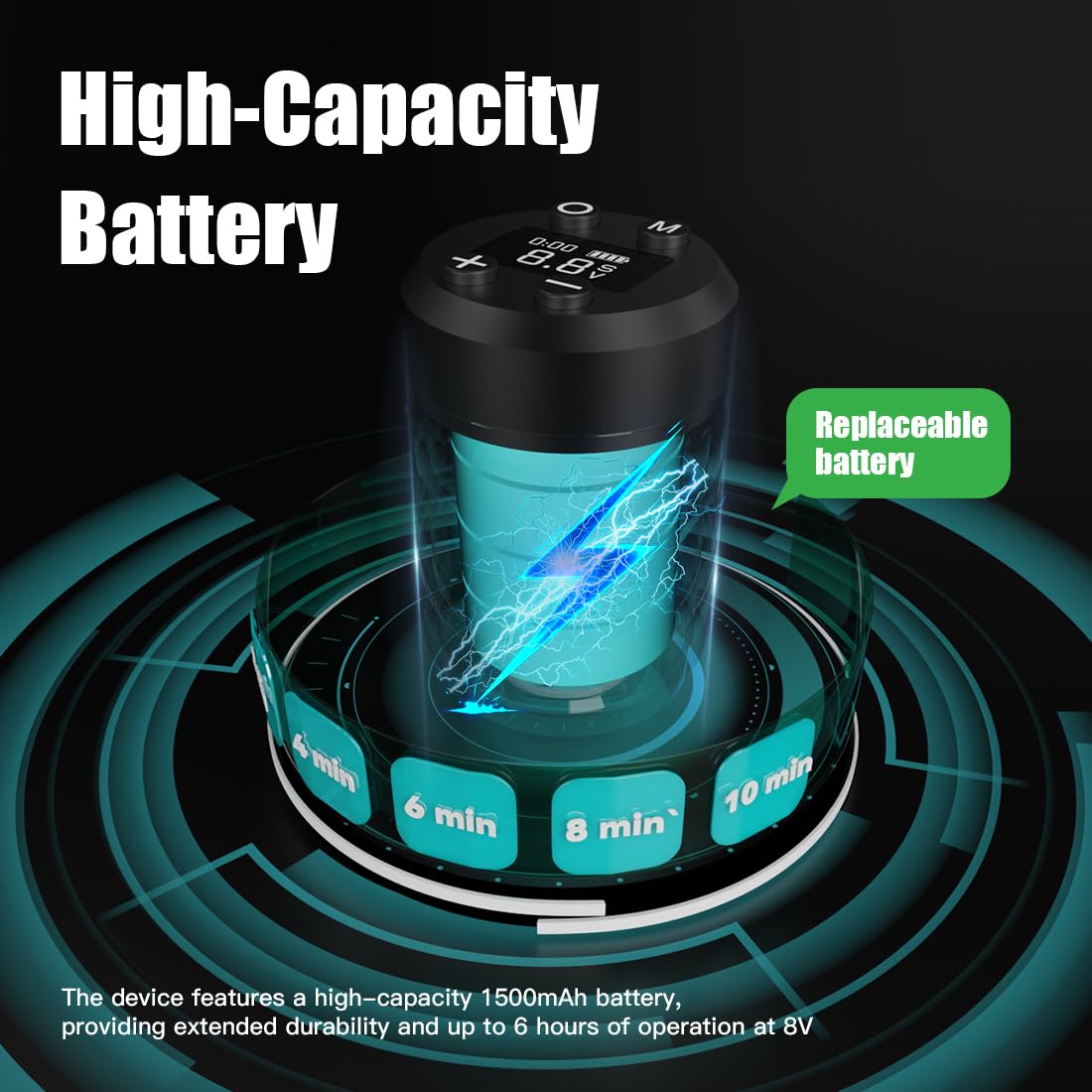 Thumbnail 2 de Dragonhawk Tattoo Maschine Set Rotary kabellose Tätowiermaschine – 1500 mAh Akku, 3,5 mm Stroke, 20 Nadeln
