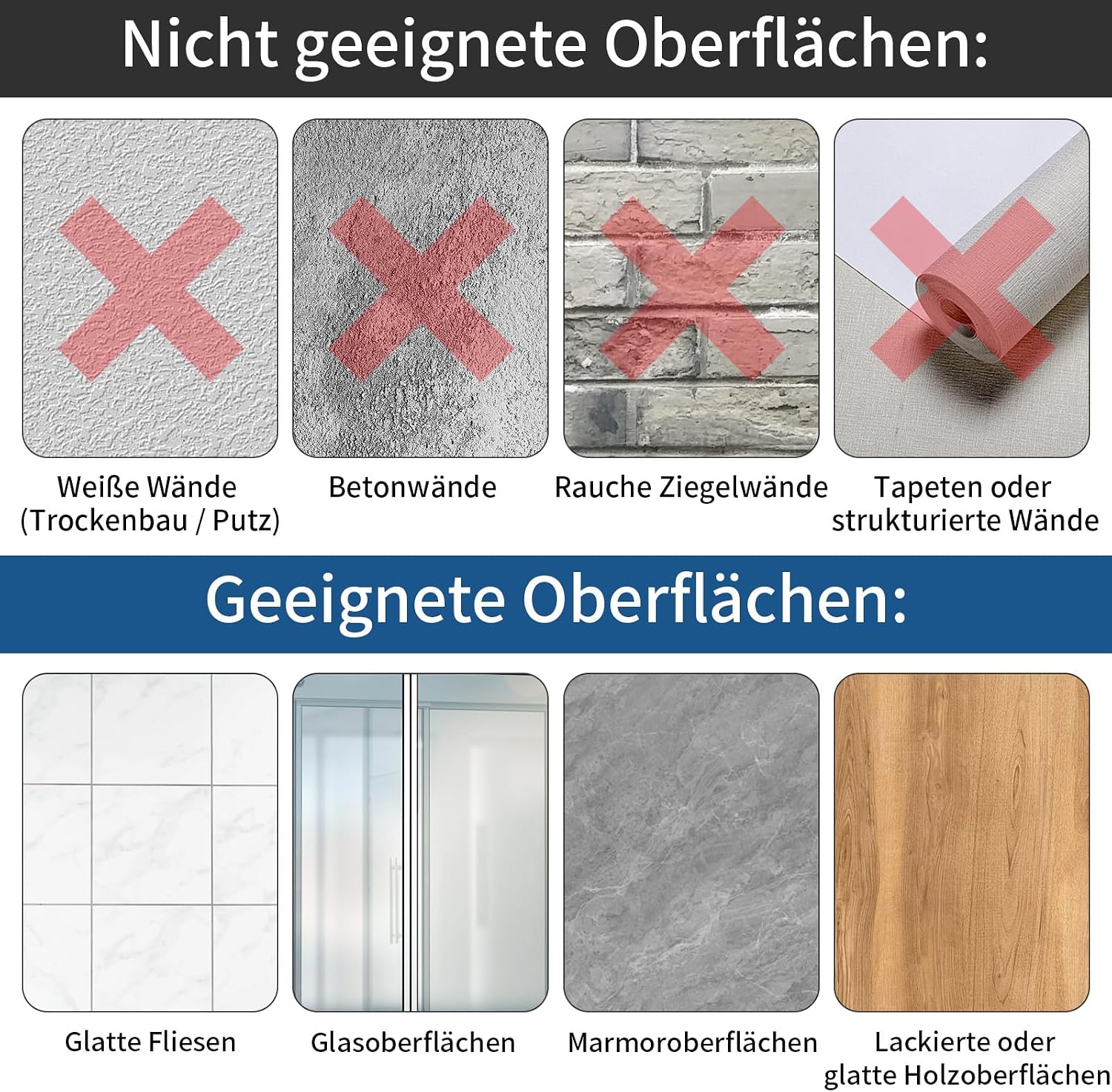 Detalle de BETHOM 40 cm Handtuchstange selbstklebend (schwarz) – Handtuchhalter ohne Bohren für Bad & Küche