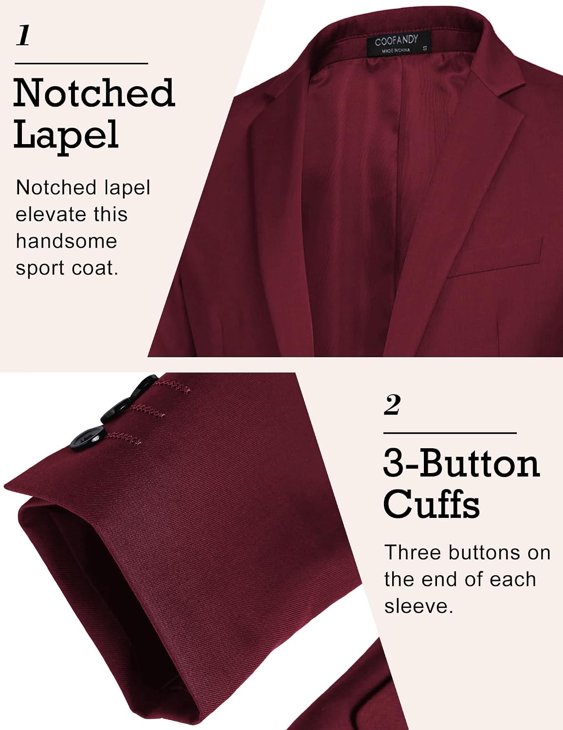 Detalle 2 de COOFANDY Men's Sport Coat, Twill