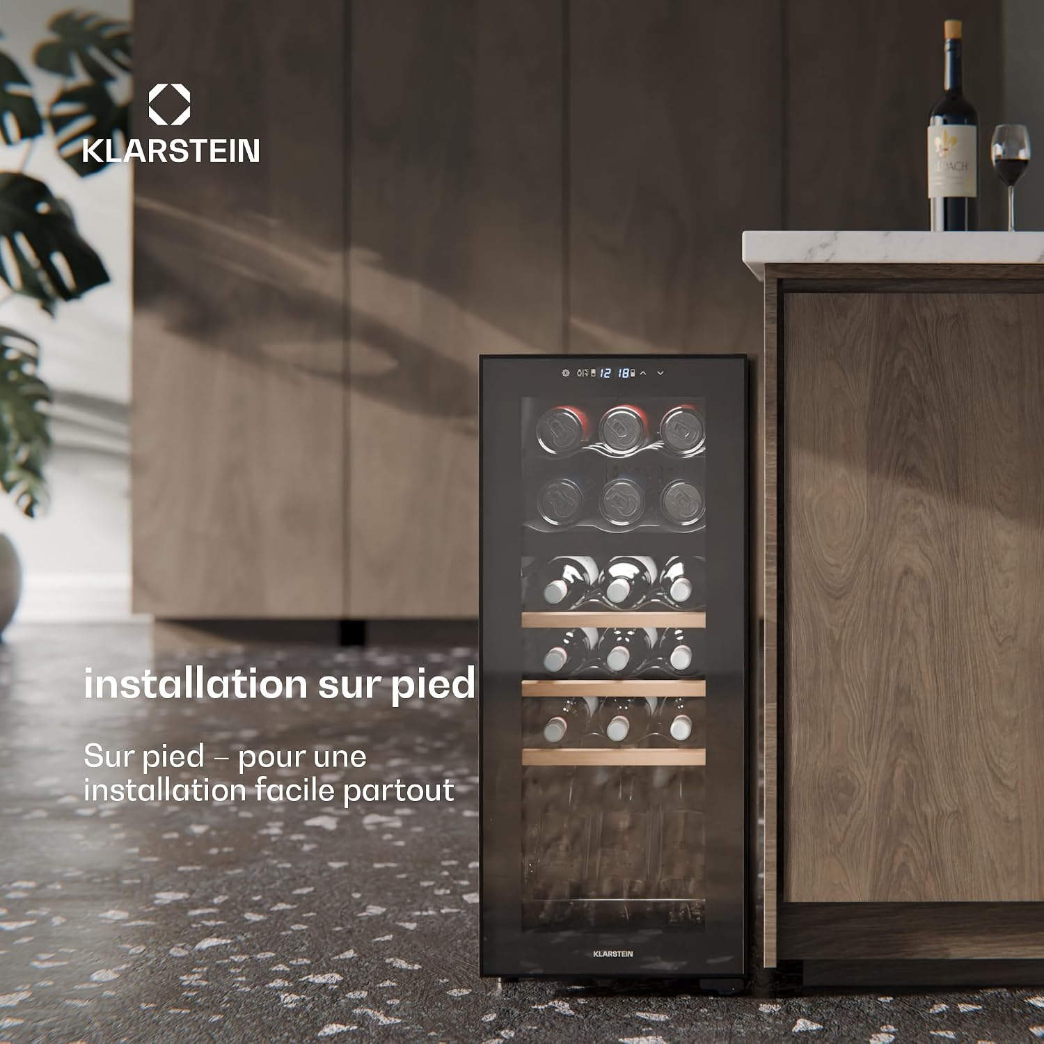Detalle de Klarstein Bovella Duo+ HEA-Bodega-18 wijnkoelkast, 2 zones, 50 liter