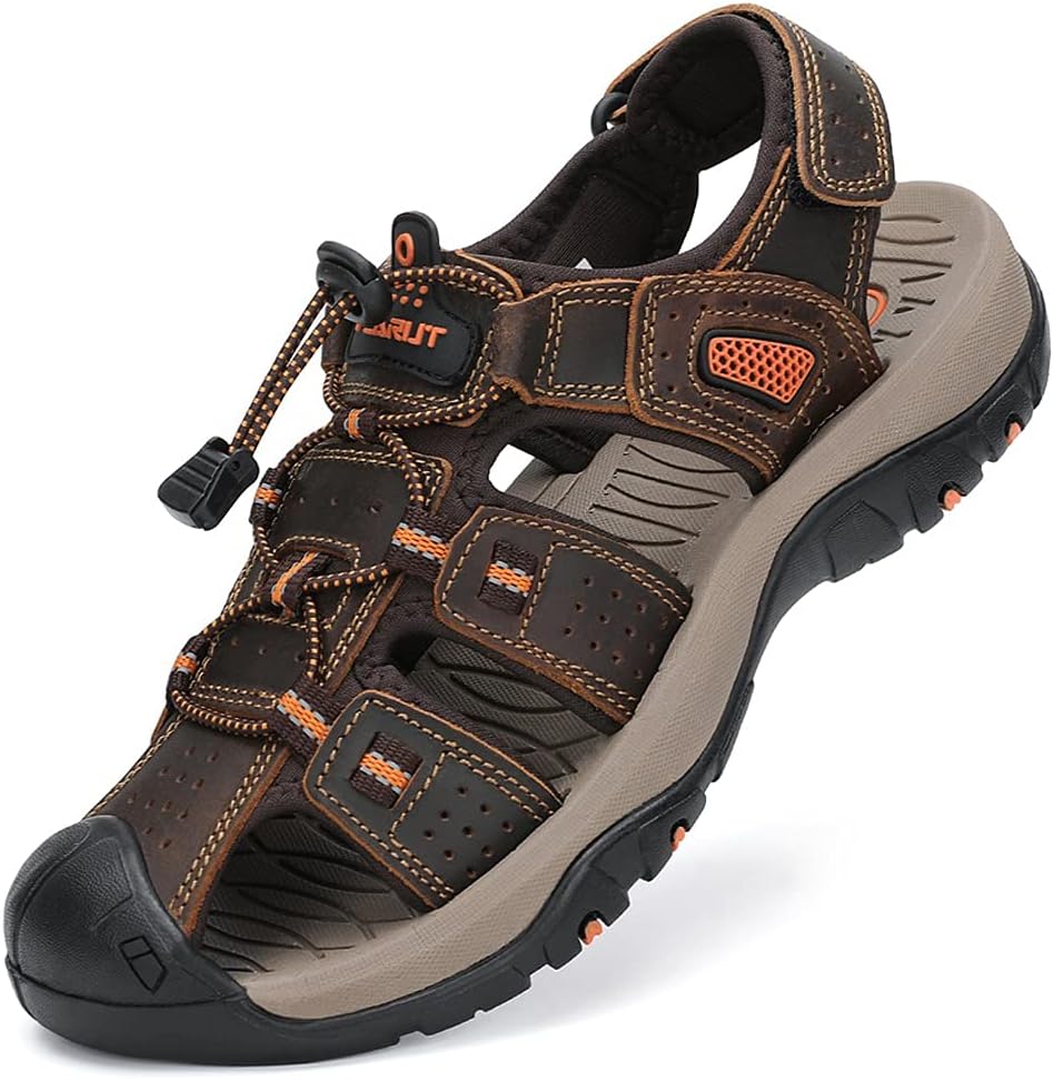 Detalle de FLARUT Sandalen Herren Outdoorsandalen – Trekkingsandalen aus PU/Textil mit Klettverschluss