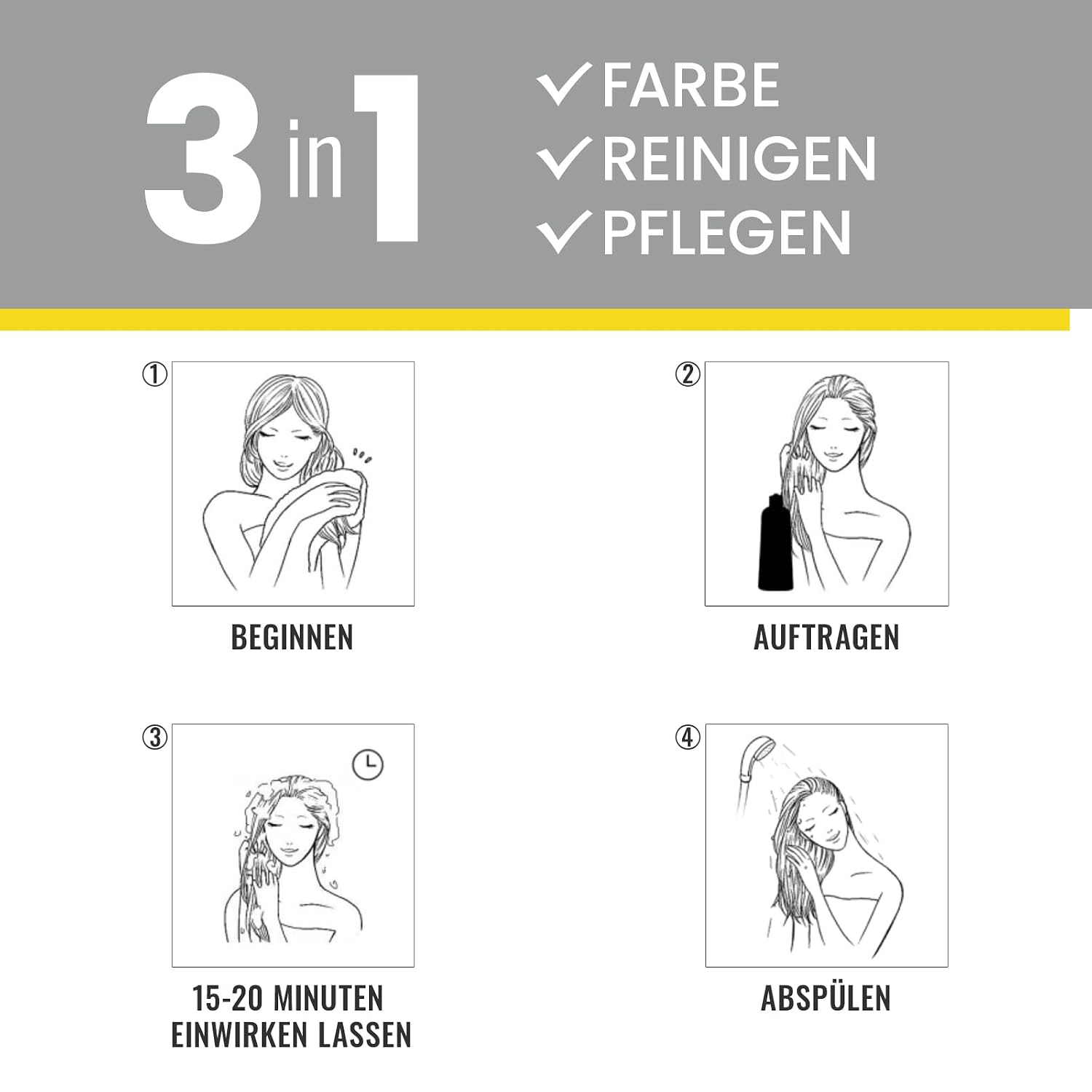Thumbnail 4 de Schwarz Haarfärbeshampoo 3 in 1 Graues Haar 500 ml