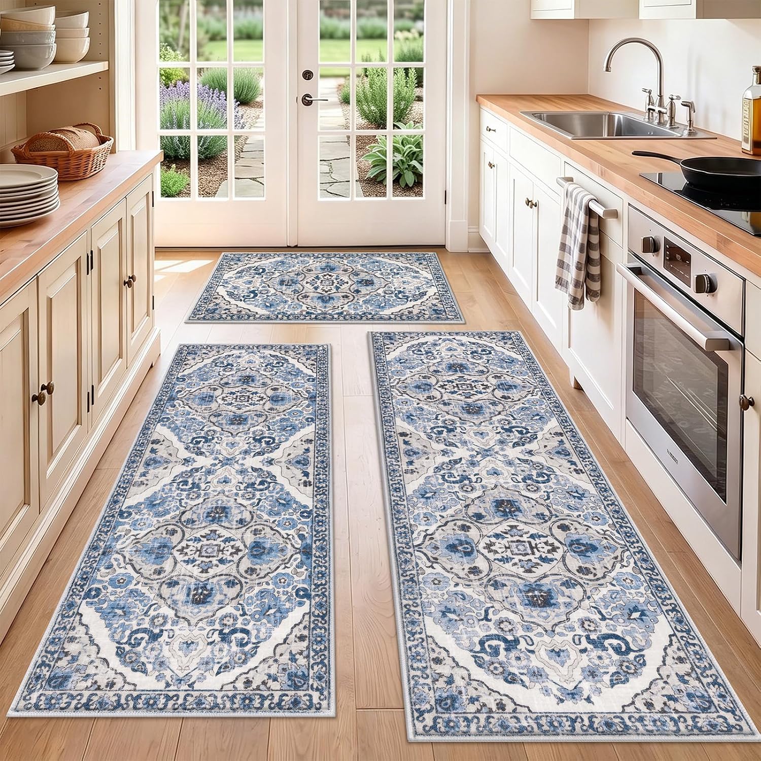Detalle de HEBE Kitchen Rug Set 3 Piece 0.3 inch