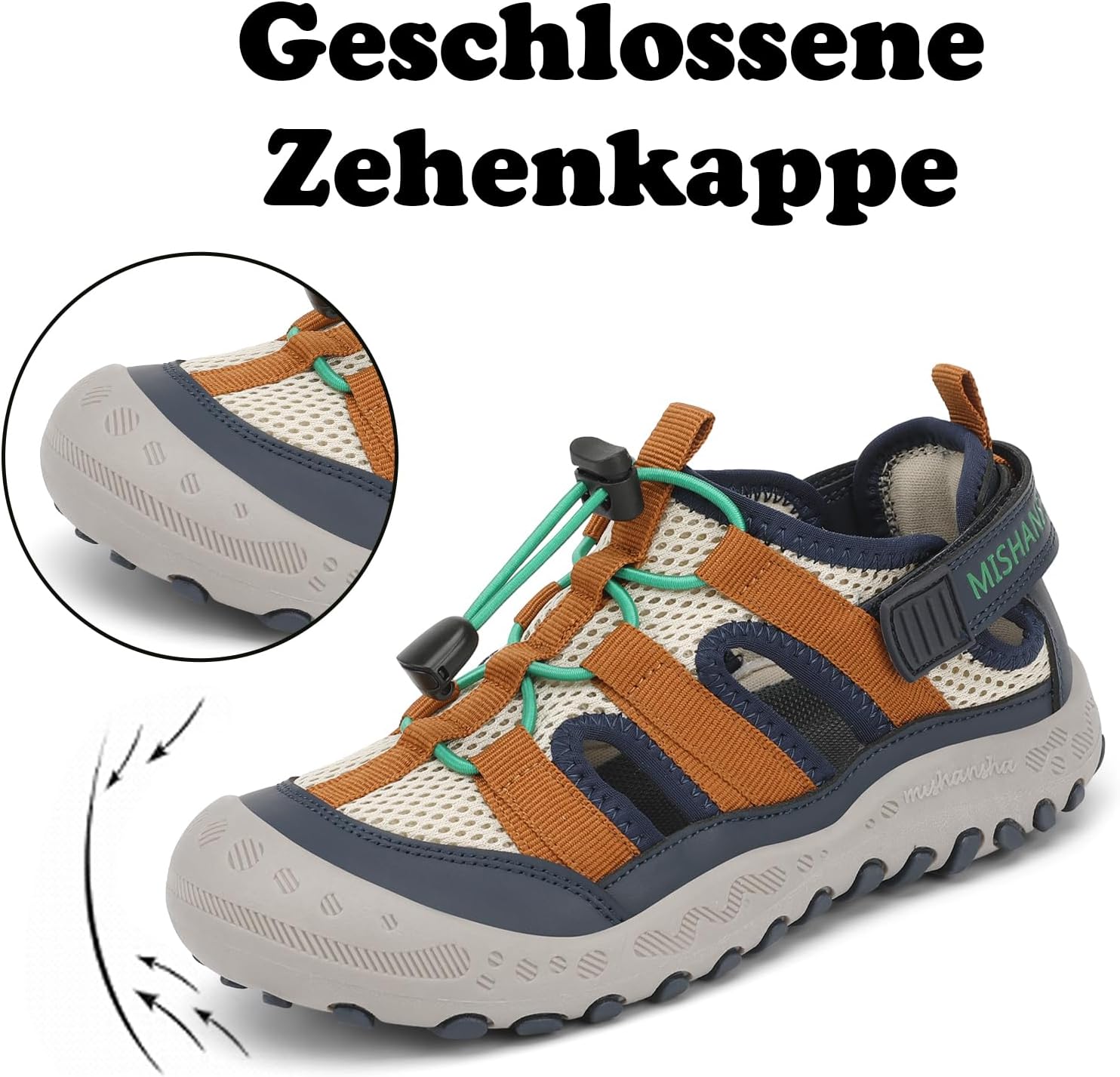 Thumbnail 2 de Mishansha Geschlossene Jungen Sandalen – atmungsaktiv, geschlossene Zehenkappe und Schnellverschluss, Gr. 24–38