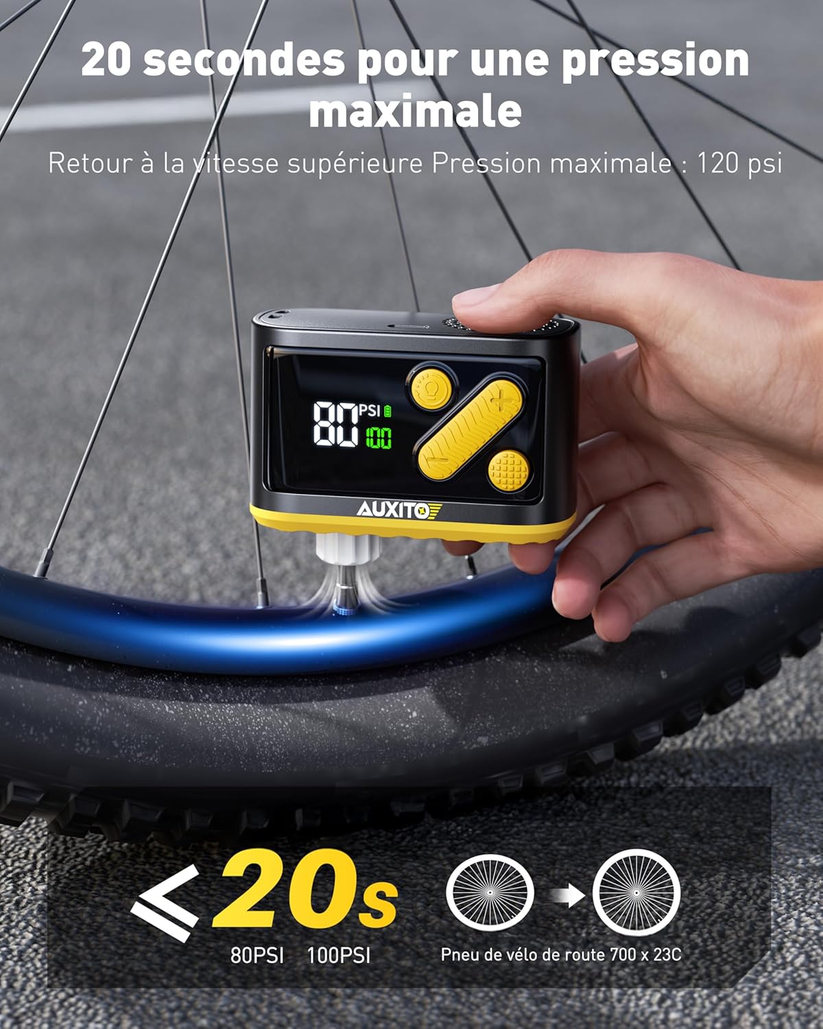 Thumbnail 1 de AUXITO Mini Pompe à vélo 120 PSI