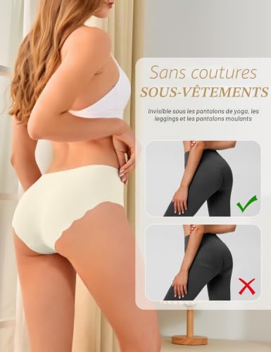 Detalle de Memouniva culottes femme sans couture, lot de 6, invisibles et élastiques