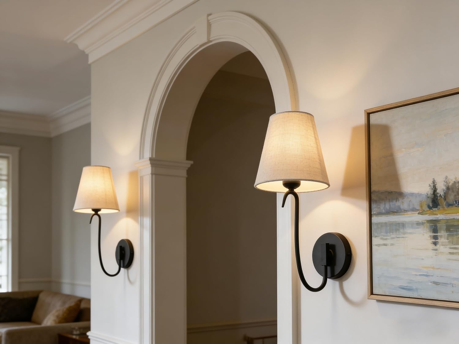 Detalle de PERMO Wall Sconce with Linen Shade