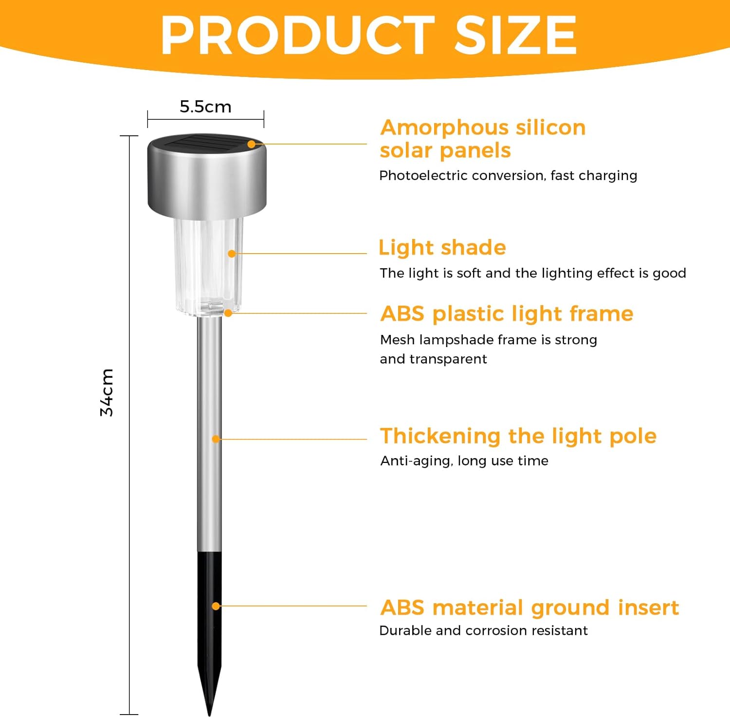 Thumbnail 1 de Jsdoin 12PCS Solar Garden Lights – stainless steel stake LEDs for pathways and patios