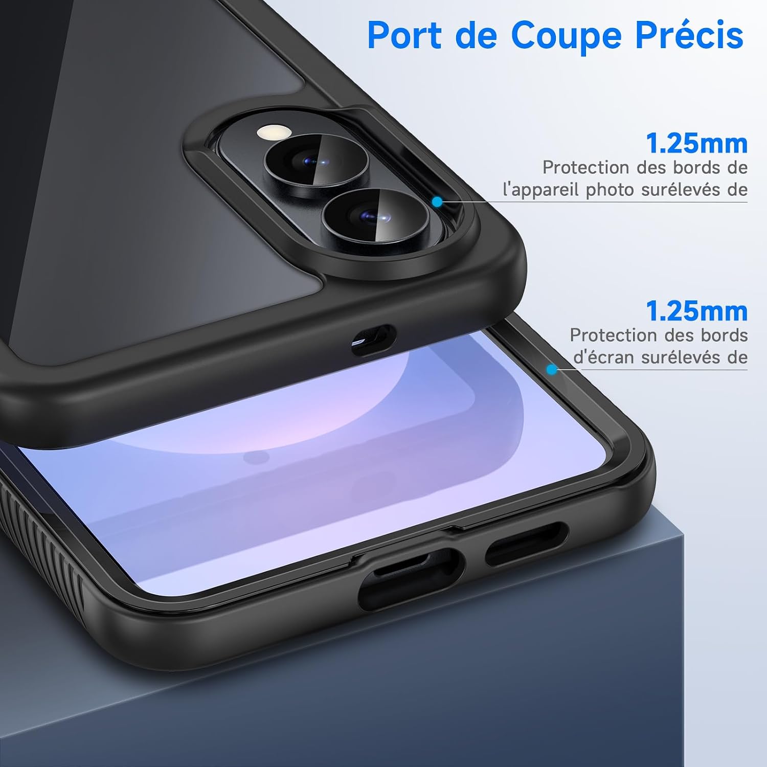 Thumbnail 3 de seacosmo Coque pour Samsung Galaxy S25 Edge avec protecteur d’écran intégré – protection 360 anti-chocs et anti-rayures (noir)
