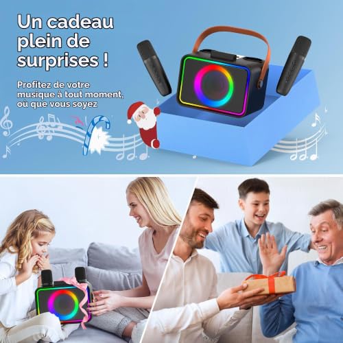 Thumbnail 6 de Wowstar machine de karaoké portable avec 2 micros, Bluetooth et lumières disco