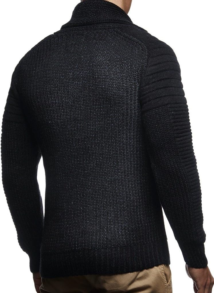 Thumbnail 3 de Leif Nelson LN5225 : pull hoodie en tricot pour homme à col châle