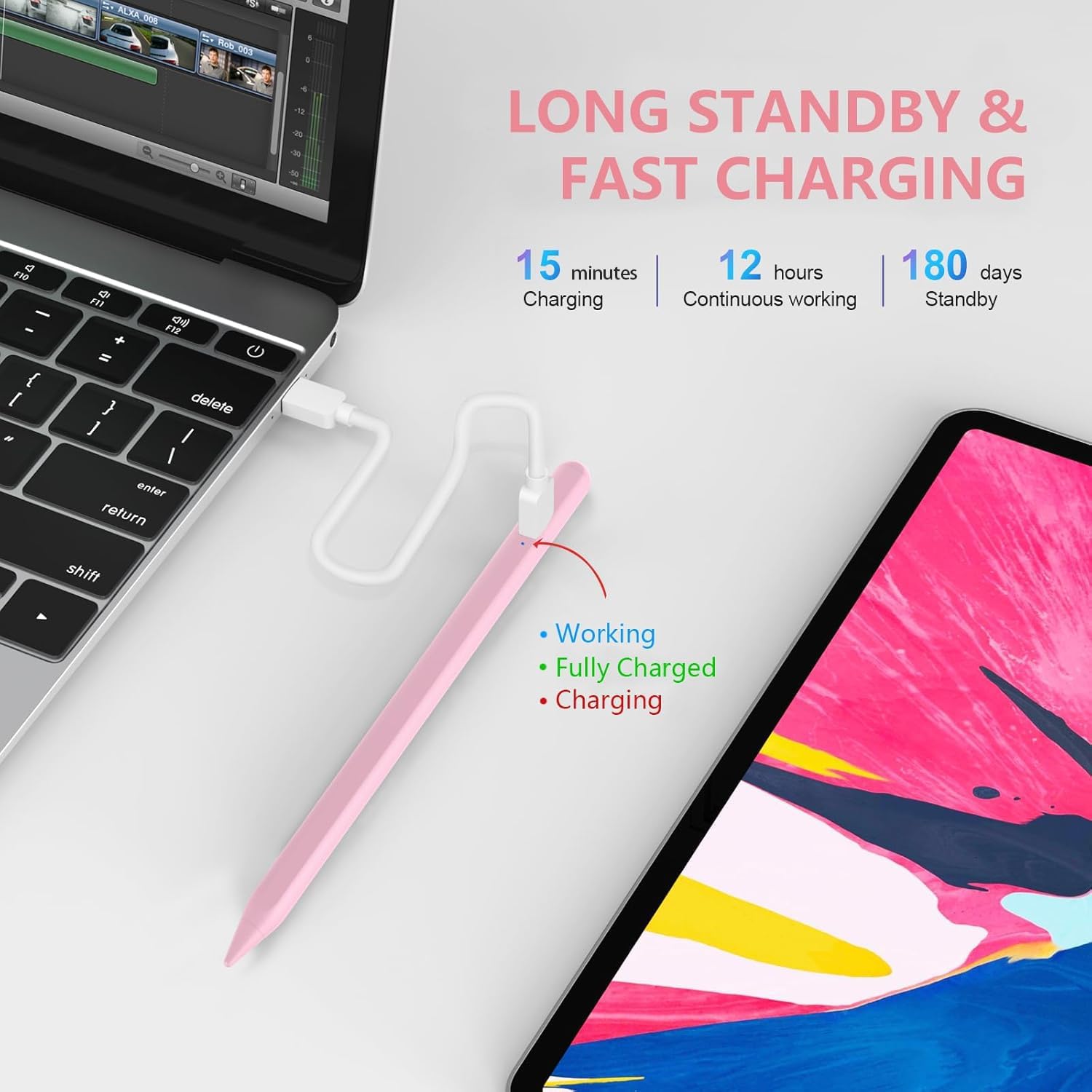 Detalle de KARFUN Penna Tablet: penna capacitiva 1,5 mm per touchscreen Android, ampia compatibilità e ricarica rapida