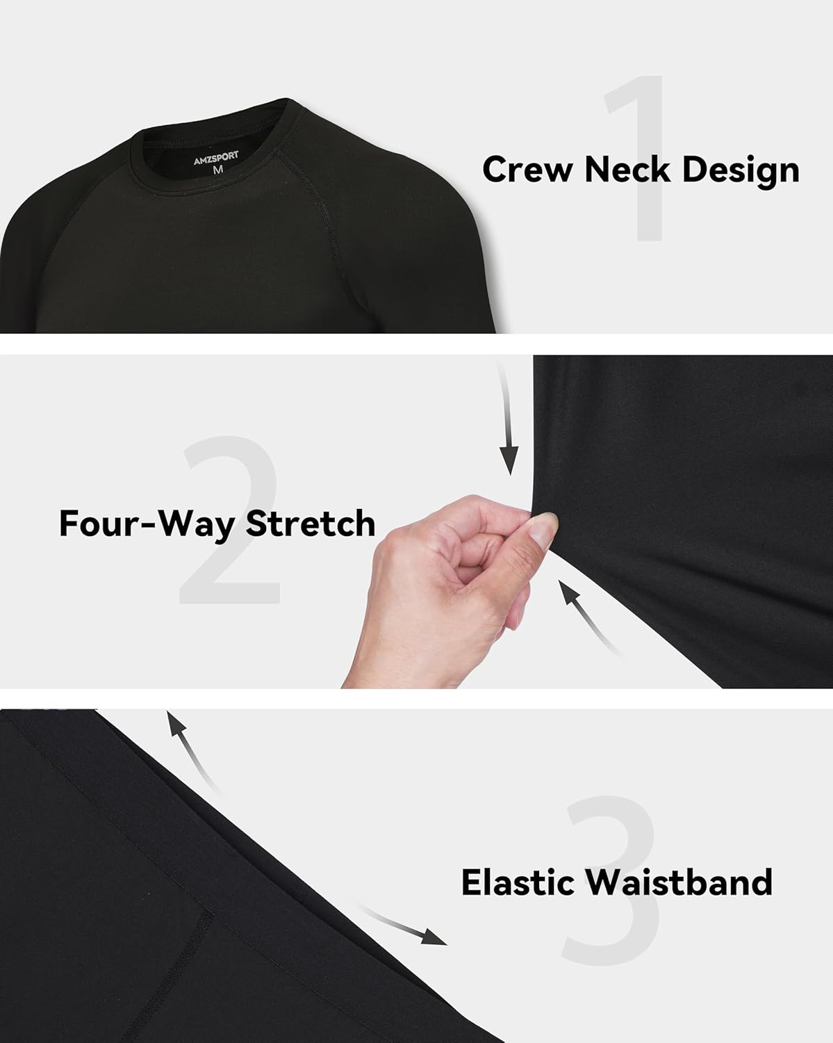 Thumbnail 3 de AMZSPORT Men’s Thermal Base Layer Set (Warm Fleece Lined) Long Johns & Long Sleeve Top