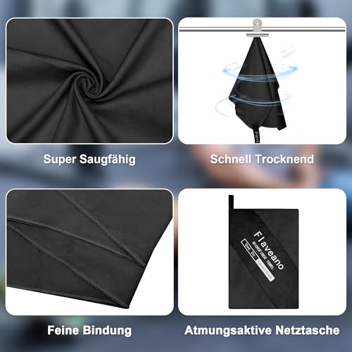 Detalle de Flaveano Mikrofaser Handtuch Schnelltrocknend – Reisehandtuch 3er Set