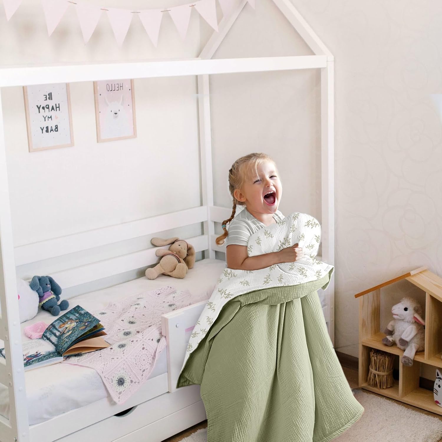 Thumbnail 6 de lulumoon Kinderbettwäsche 100x135 + 40x60 aus Musselin – OEKO-TEX Standard, unsichtbarer Reißverschluss