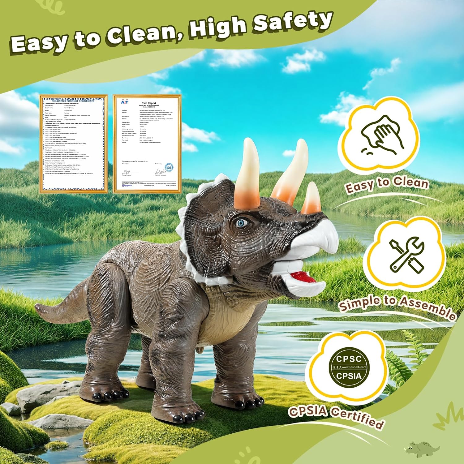 Thumbnail 6 de Twinkoo Triceratops Ride-On Push Car for Kids with Sound & Light Effects