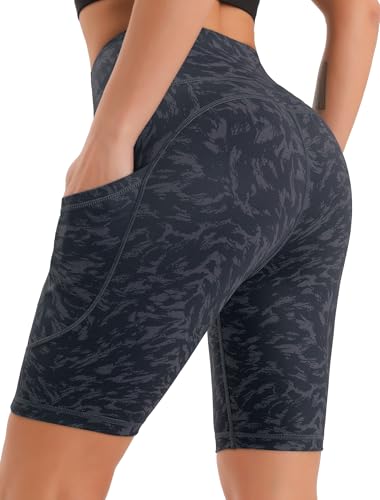 Imagen de JOYSPELS Women's High Waist Cycling Shorts with Pockets – Grey Textures (Size L) en OfertitasTOP