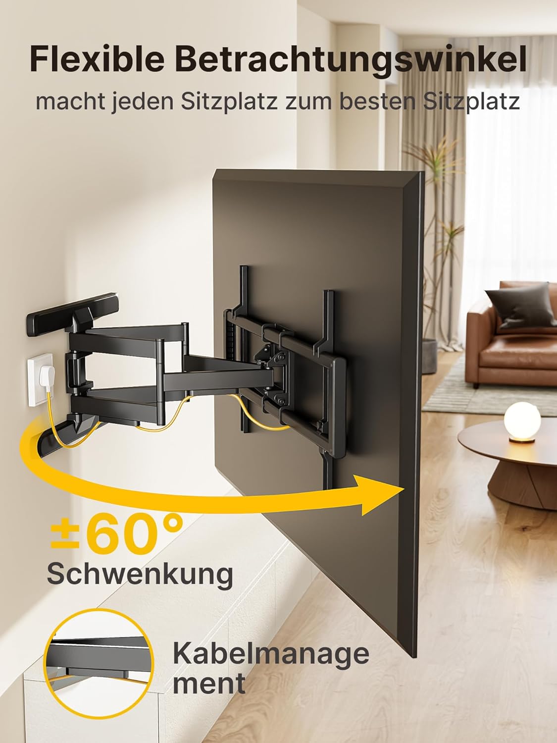 Detalle 1 de monTEK HW1242BK TV Wandhalterung 95 Zoll