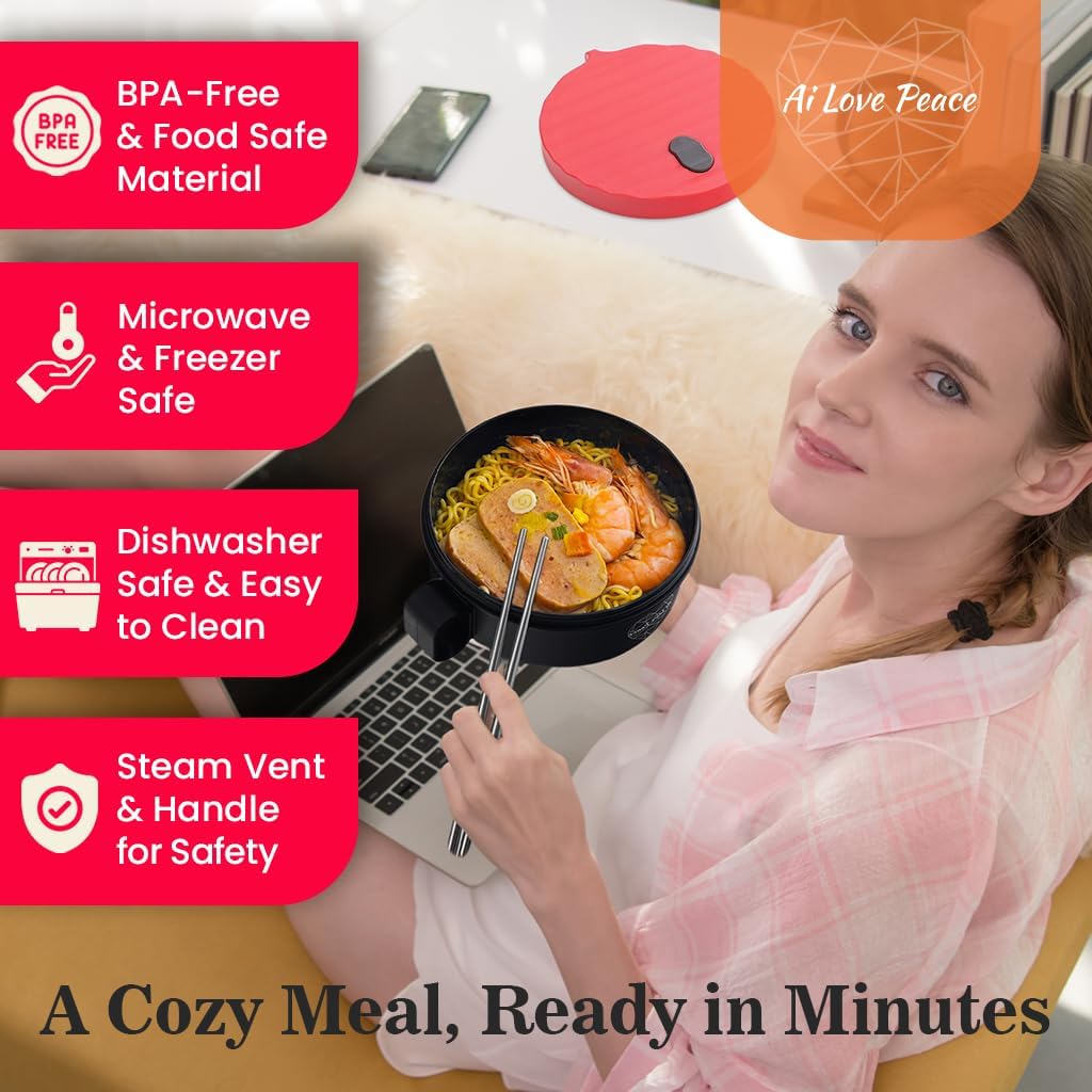 Thumbnail 2 de AI LOVE PEACE Microwaveable Ramen Bowl 40oz 🍲