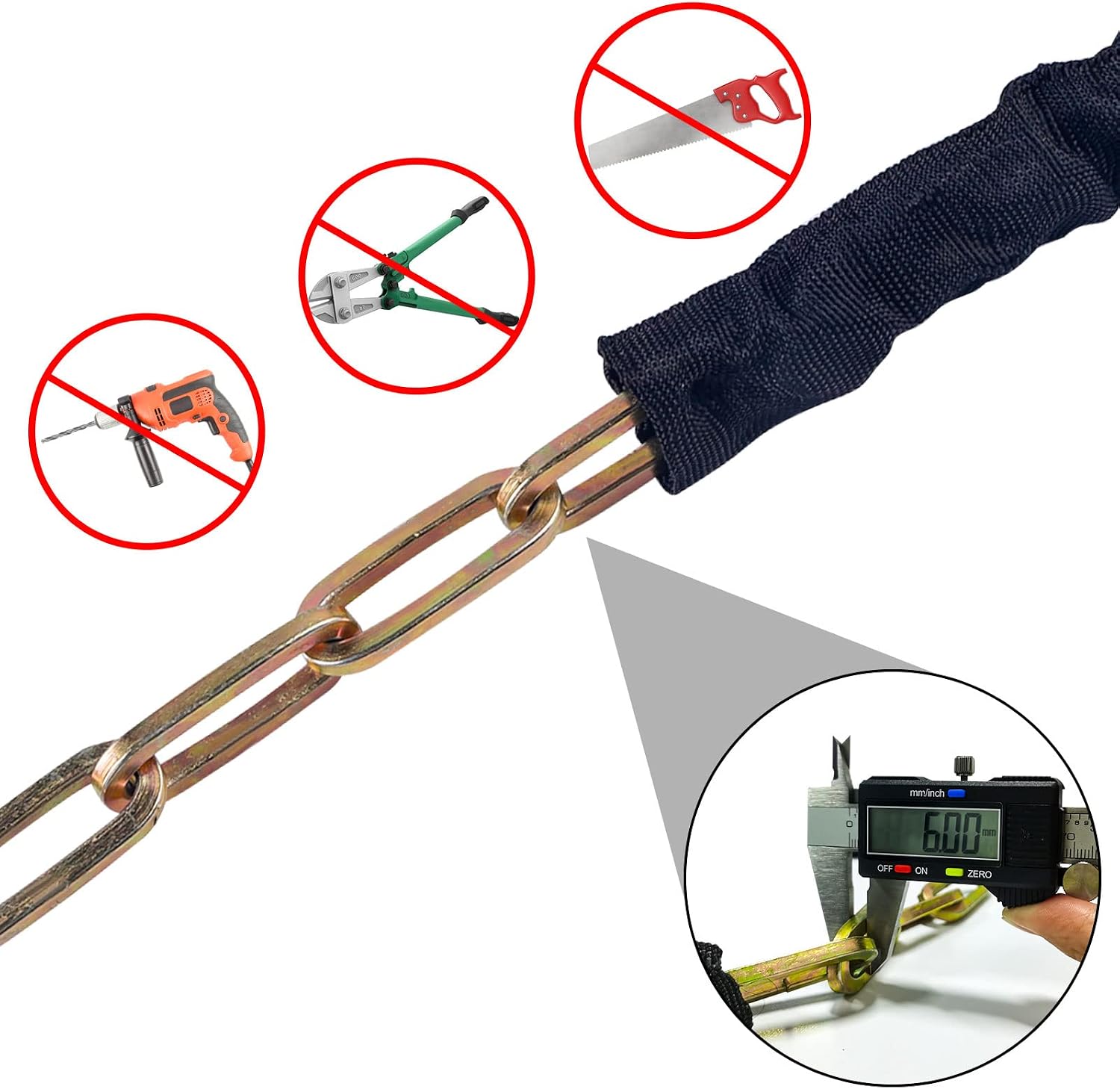 Thumbnail 2 de Diyife Bike Lock Heavy Duty [Reforced Version] 1m x 6mm Chain with 50mm Padlock
