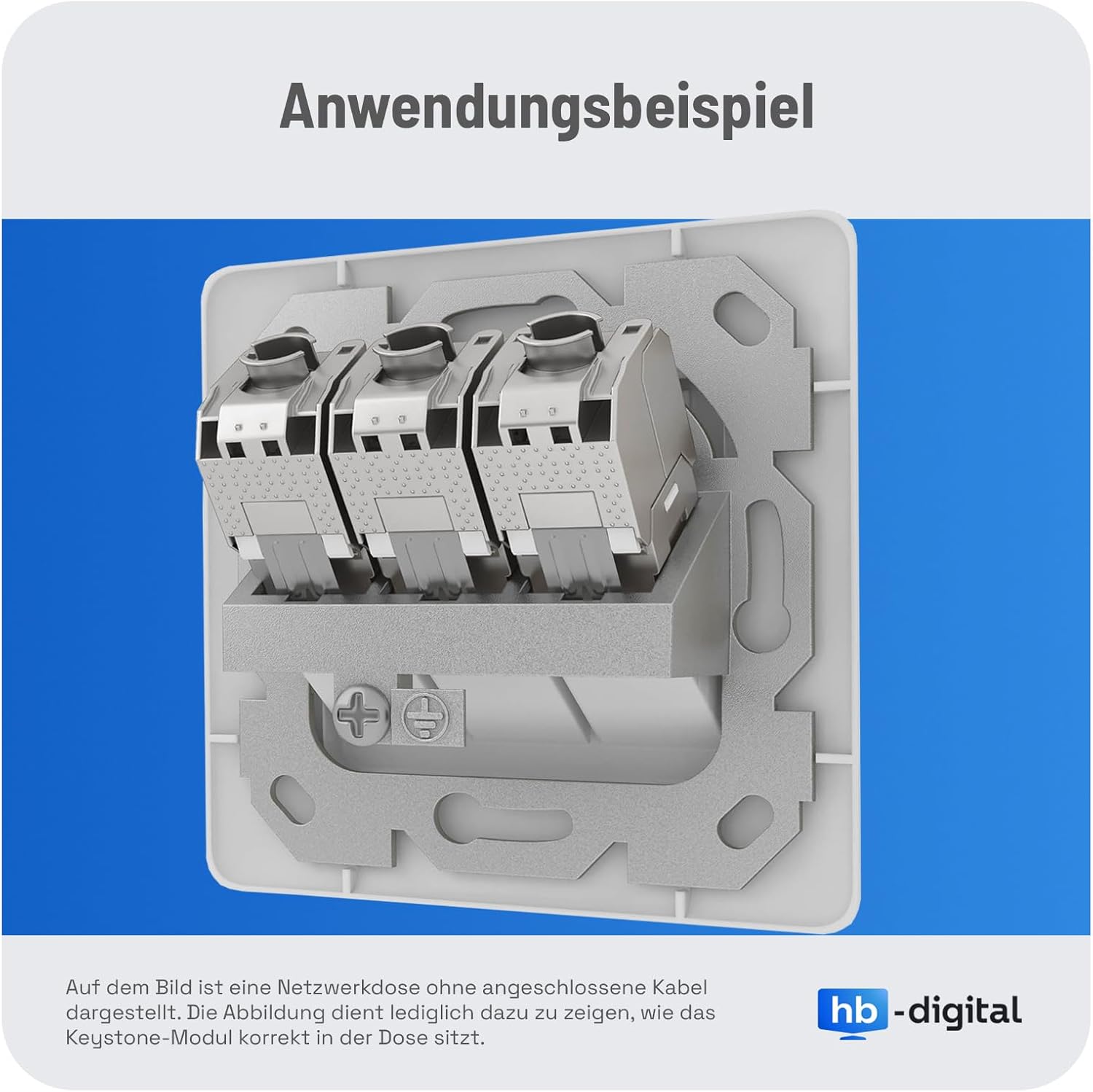 Thumbnail 5 de HB-DIGITAL 1-Port CAT 7 Netzwerkdose mit werkzeugloser Keystone-Montage (RJ45, STP, Unterputz) – Signalweiß RAL 9003