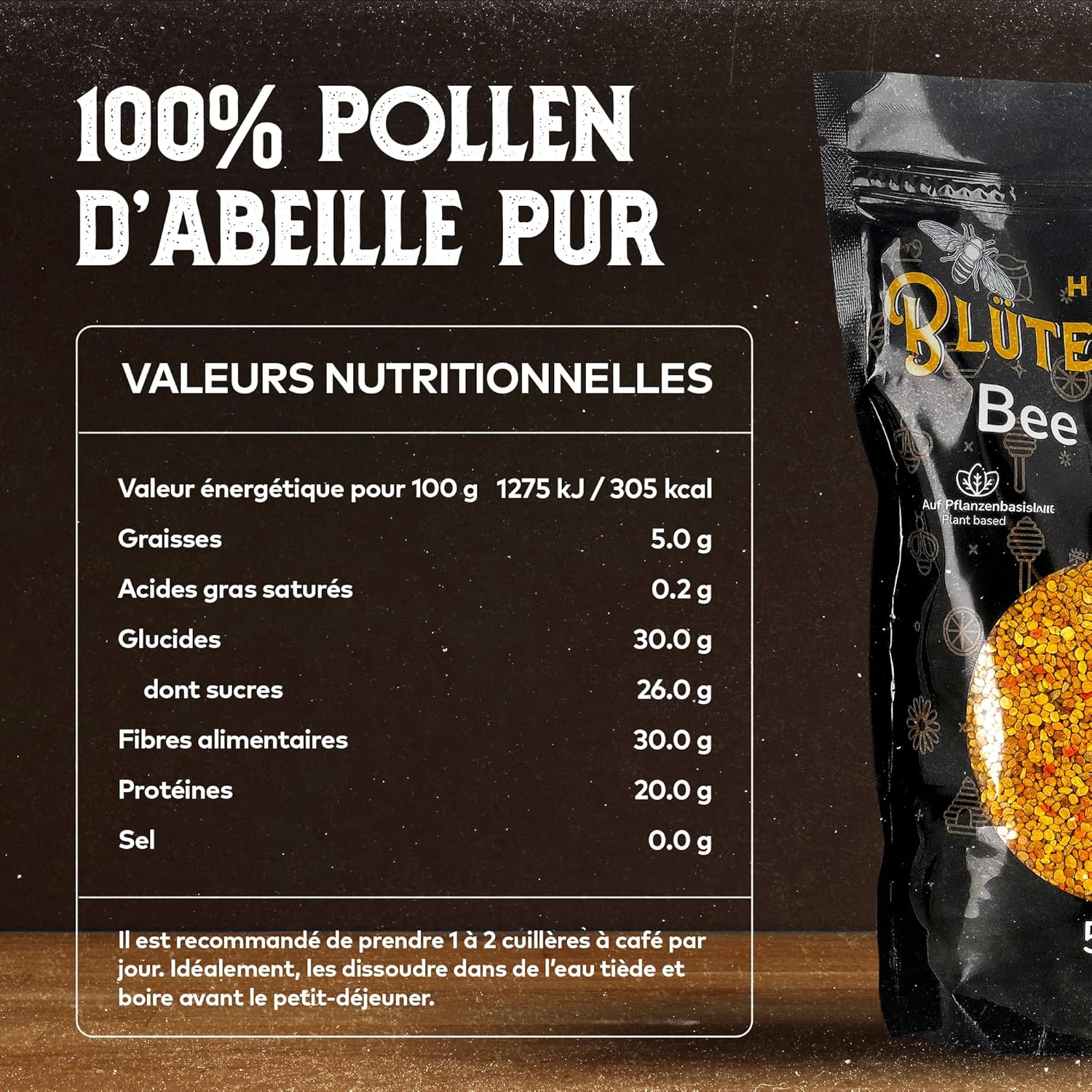 Thumbnail 1 de Pollen d’abeille brut pur 500 g – granules 100 % non transformés, Naturel et sain