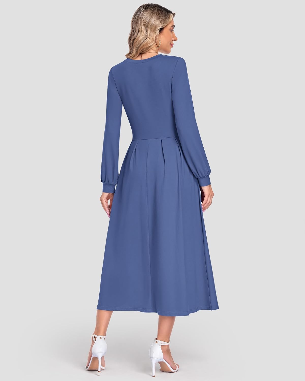 Detalle de MOLERANI Long Sleeve Maxi Dress with High Waist, Pockets and Soft Knit