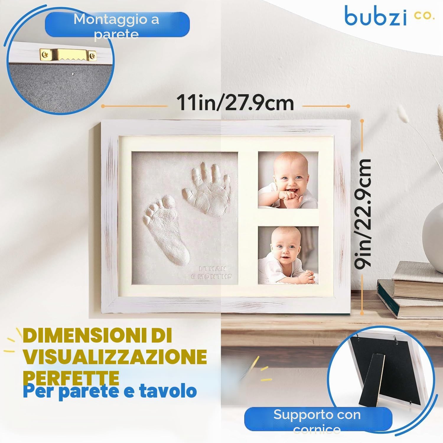 Thumbnail 3 de Bubzi Co Kit di impronte neonati: impronte mani/piedi in argilla atossica, senza cottura
