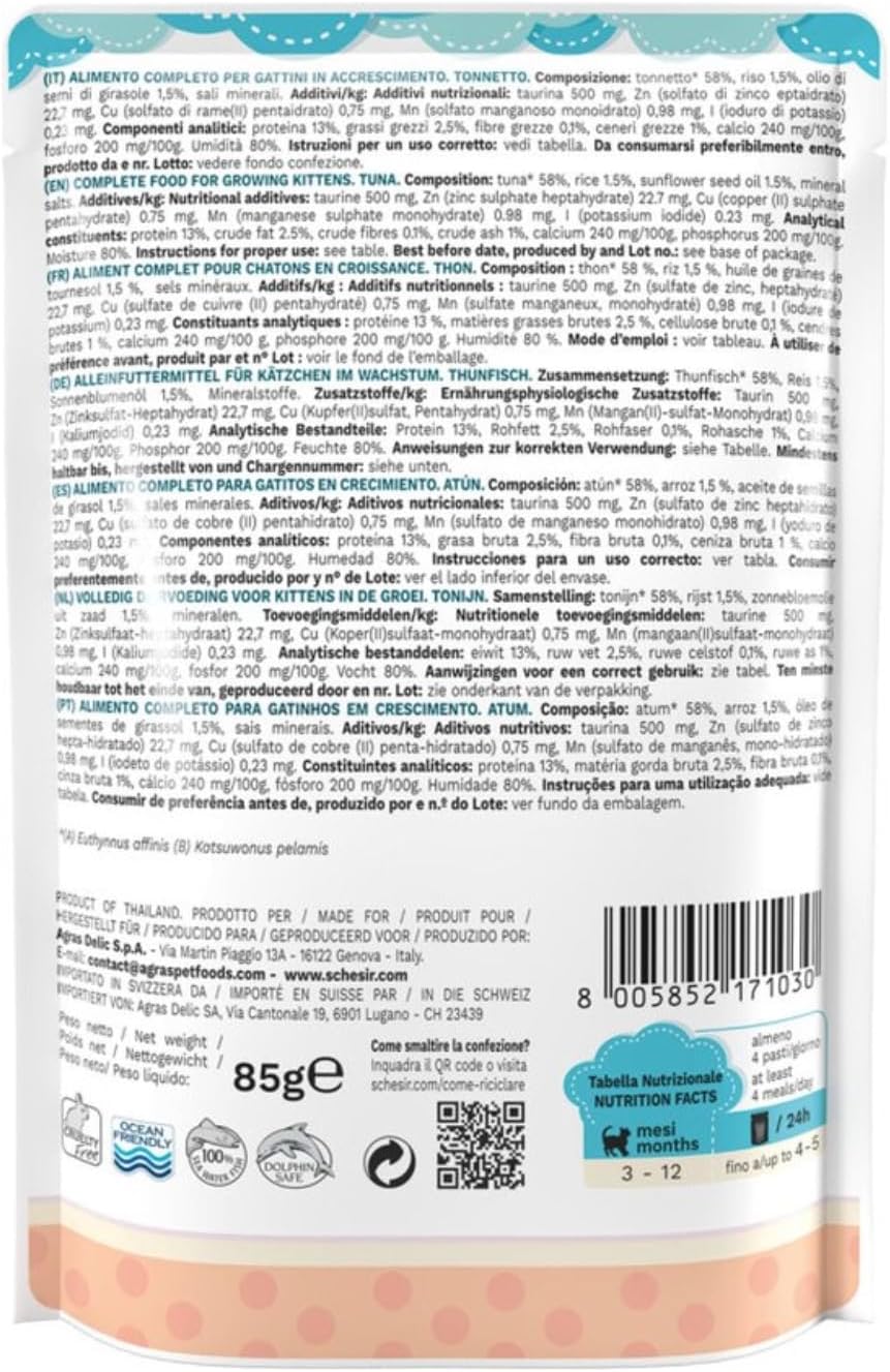 Thumbnail 2 de Schesir Gatitos, Comida Húmeda Bacoreta en Gelatina 🐱